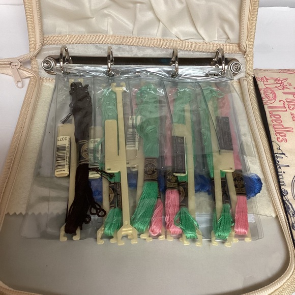 DMC Creative World Thread Floss Holder Tote Organizer 4 Ring zipper - Picture 5 of 15